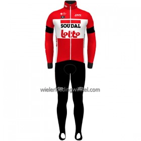 Set Fietsshirt Lange Mouw + Lange Koersbroek 2022 Lotto Soudal Rood Wit